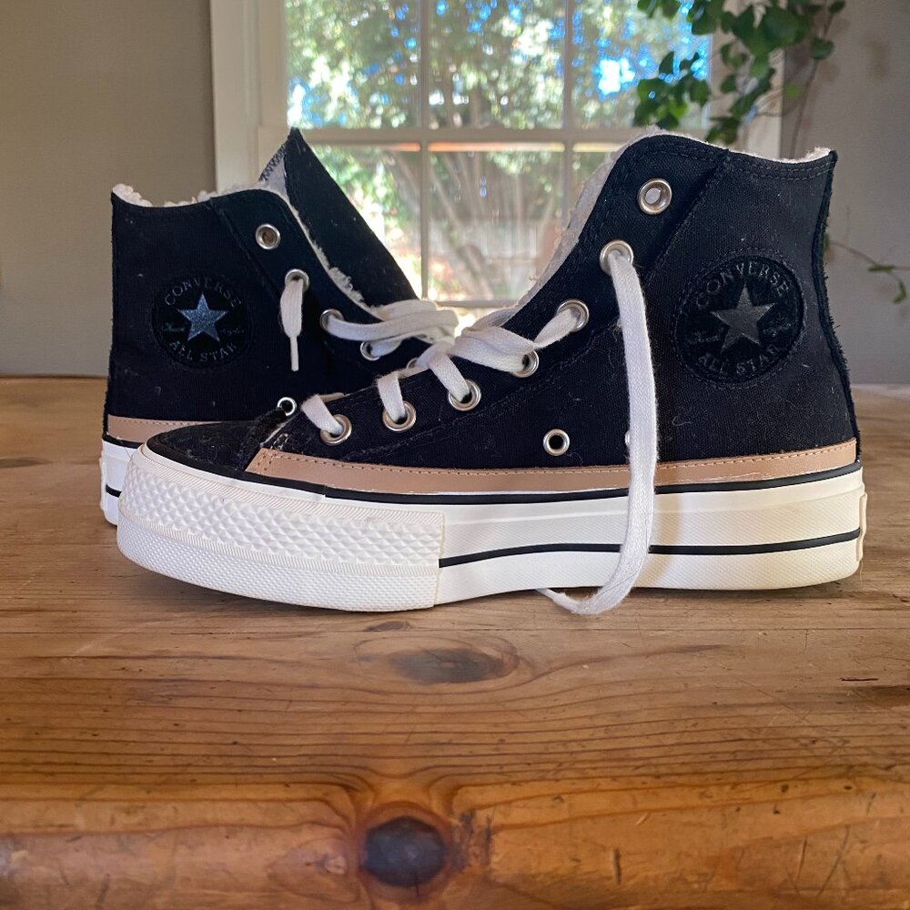 Converse platform sherpa high top sneakers